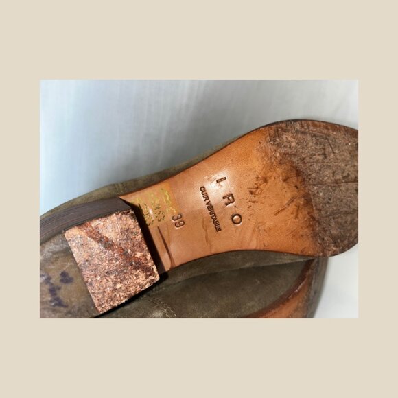 Designer IRO Yvette Suede Ankle Boots – Khaki, Size EU 39 / US 8 - Picture 10 of 11
